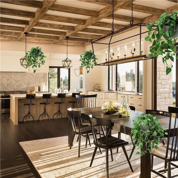 Fake Hanging Plants with Pots,2Pack Artificial FauxAnthurium Leaf Hanging Basket - Picture 6 of 8